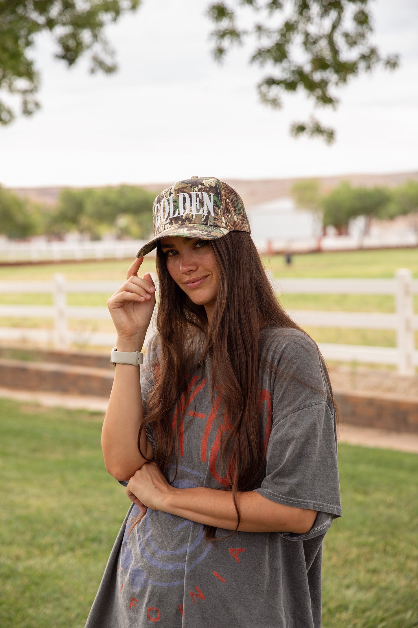 Camo Mesh Golden Trucker Hat